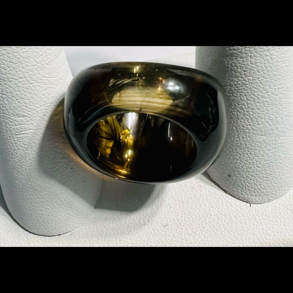 Vintage Plastic Crystal Domed Elephant Brown Anthropologie Lucite Ring 7 - Picture 7 of 7